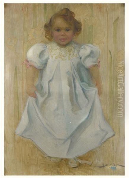 Portrait D'une Fillette En Robe Blanche Oil Painting by Henri Gaston Darien