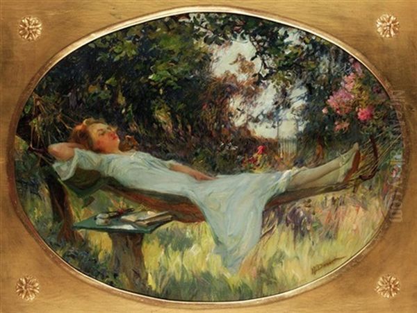 A Lazy Afternoon Oil Painting by Henri Gaston Darien