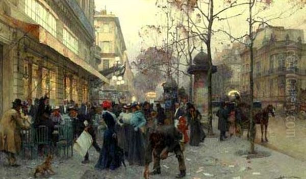 A Bustling Street Scene, Paris Oil Painting by Henri Gaston Darien