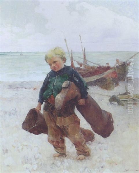 Young Boy On The Beach Oil Painting by Henri Gaston Darien