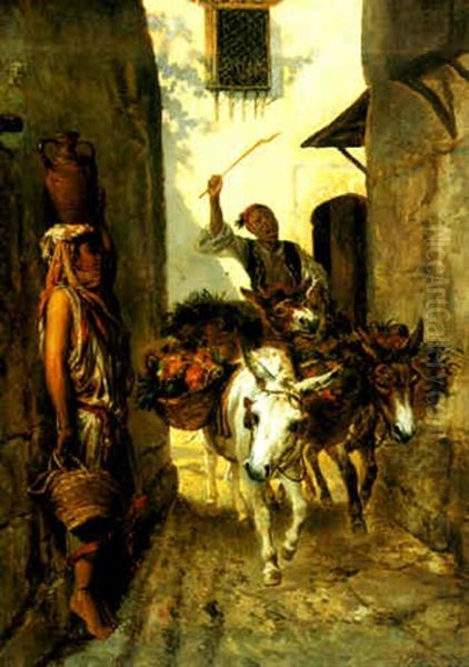 The Laden Donkeys Oil Painting by Alfred Henri Darjou