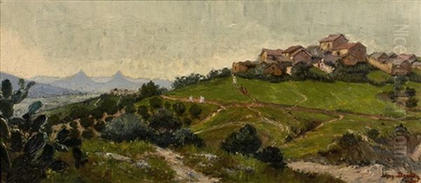 Village Kabyle, Environs De Maillot Oil Painting by Jean Darley