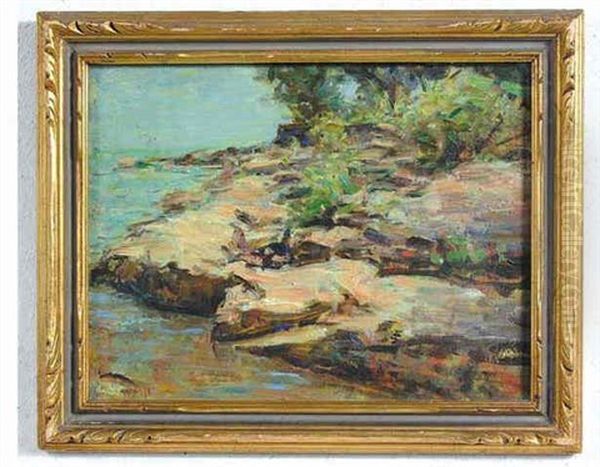 Shoreline At Marblehead Oil Painting by Wilder M. Darling