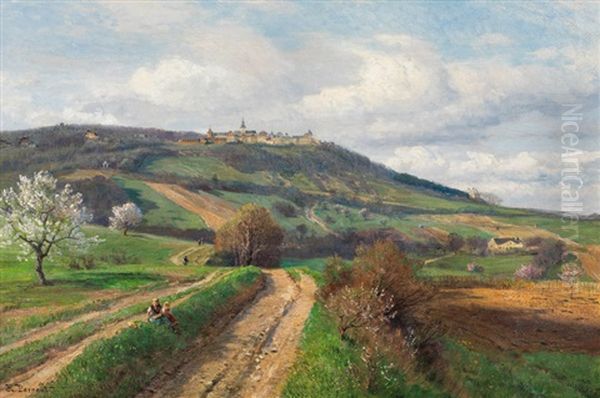 View From The Cobenzl To The Kahlenberg And Leopoldsberg Oil Painting by Hugo Darnaut