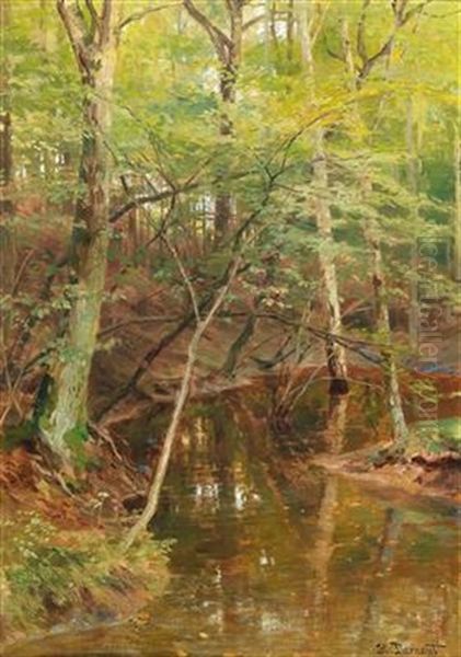 Woodland Stream Oil Painting by Hugo Darnaut