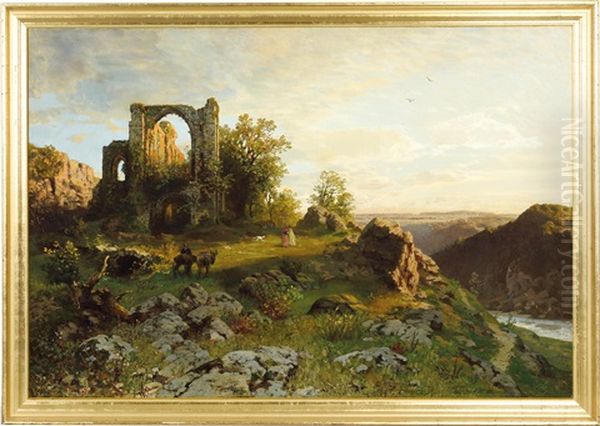 Landschaft Mit Capriccio Und Figuraler Staffage Oil Painting by Hugo Darnaut