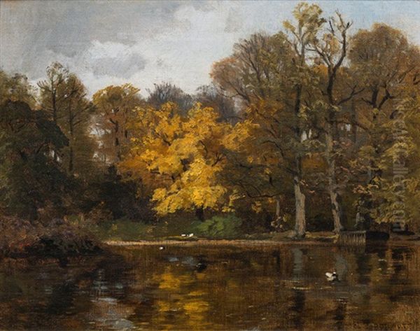 Late Autumn In A Park Oil Painting by Hugo Darnaut