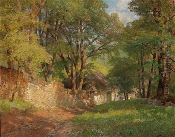 An Der Wildparkmauer Von Merkenstein Oil Painting by Hugo Darnaut