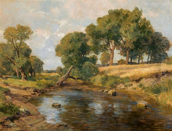 River Landscape Oil Painting by Hugo Darnaut