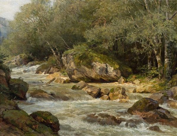 River Landscape (raabklamm) Oil Painting by Hugo Darnaut