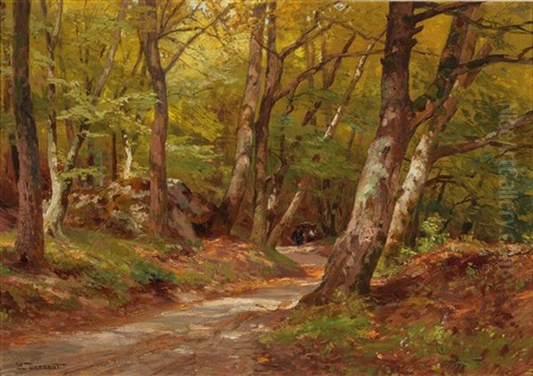 Woodland Path With Decorative Figures Oil Painting by Hugo Darnaut