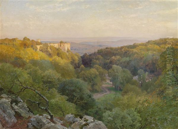 Blick Auf Die Ruine Merkenstein Oil Painting by Hugo Darnaut