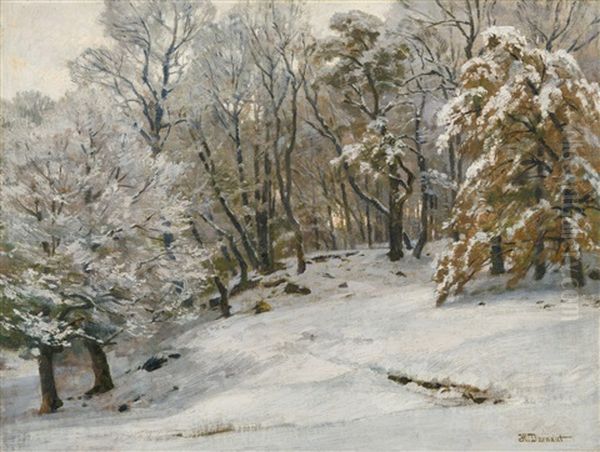 Winterlandschaft (a Winter's Day) Oil Painting by Hugo Darnaut