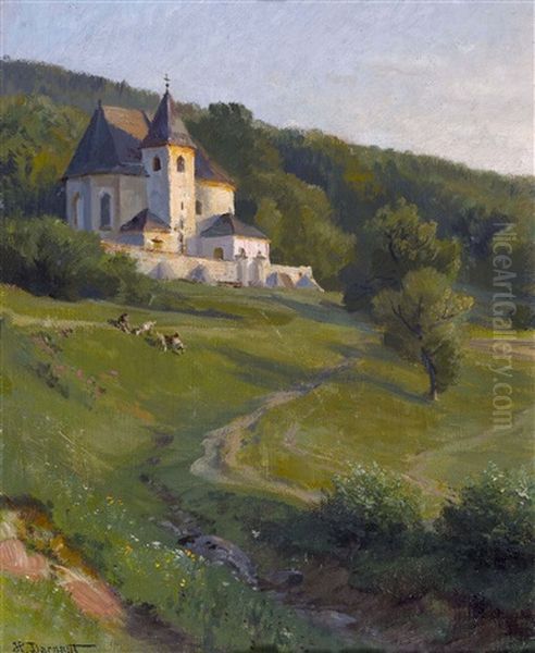 Kirche An Sonnigem Waldrand Oil Painting by Hugo Darnaut