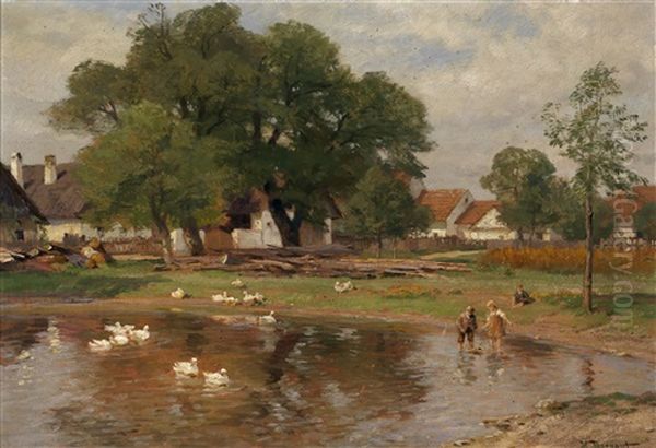 Dorfteich, Niederosterreich Oil Painting by Hugo Darnaut