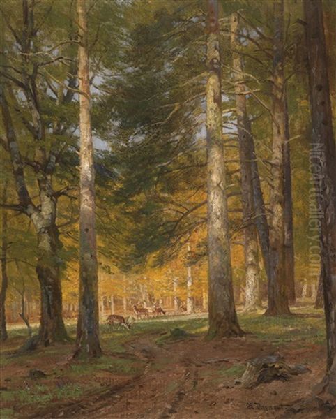 Aus Dem Lainzer Tiergarten Oil Painting by Hugo Darnaut