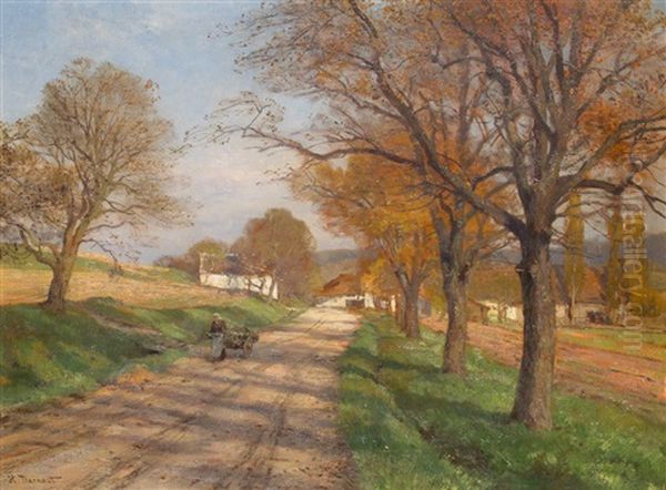 Landstrase Im Herbst Oil Painting by Hugo Darnaut