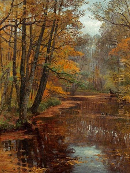 Waldteich Im Spatherbst Oil Painting by Hugo Darnaut