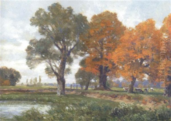 Herbststimmung. Motiv Aus Grafenegg Oil Painting by Hugo Darnaut