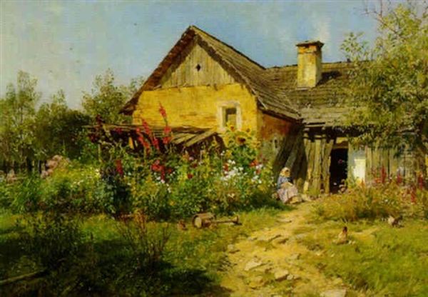 Bluhender Bauerngarten Oil Painting by Hugo Darnaut