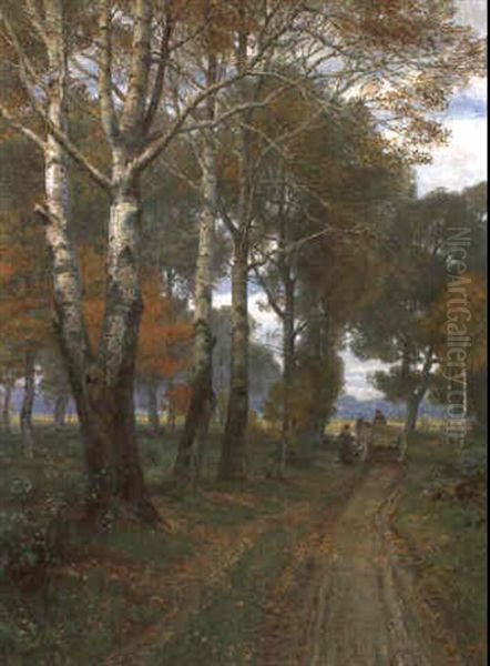 Begegnung Im Herbstwald Oil Painting by Hugo Darnaut