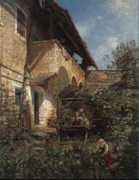 Sommerliche Gartenszene Oil Painting by Hugo Darnaut