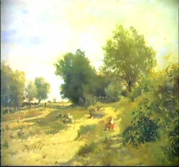 Weideidyll Oil Painting by Hugo Darnaut