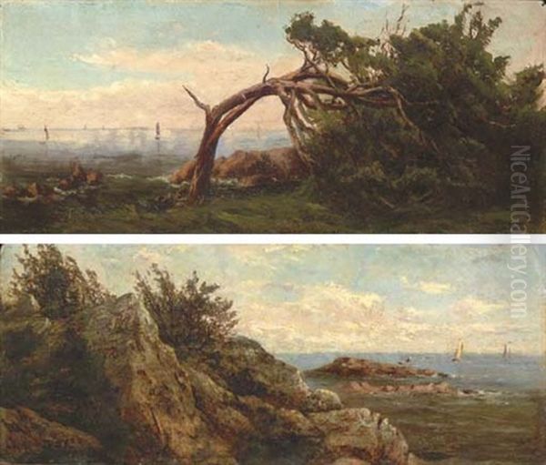 Manchester Shore, Marblehead, Massachusetts (+ Another, Similar; 2 Works) Oil Painting by Ann Sophia Towne Darrah