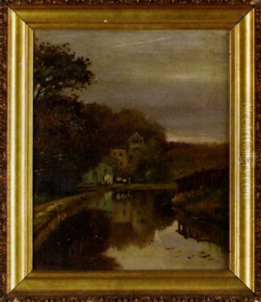 Landscape With River And Houses Oil Painting by Paul Dartiguenave