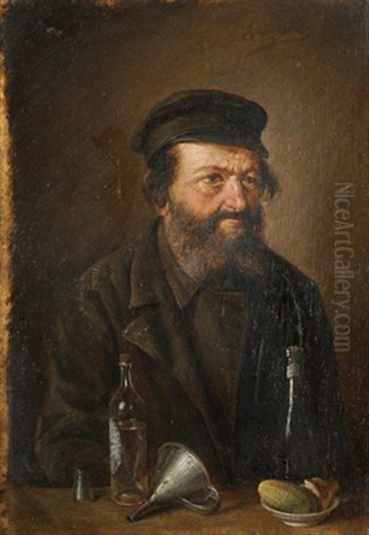 Seated Jew Near A Table Oil Painting by Mikhail Irodionovich Dashkevich