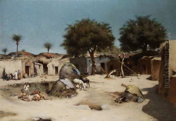 Un Village En Egypte Oil Painting by Maxime Dastugue