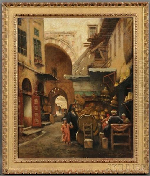 North African Market Oil Painting by Maxime Dastugue