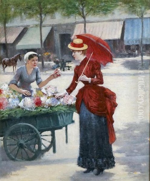 Le Marche Aux Fleurs Oil Painting by Maxime Dastugue