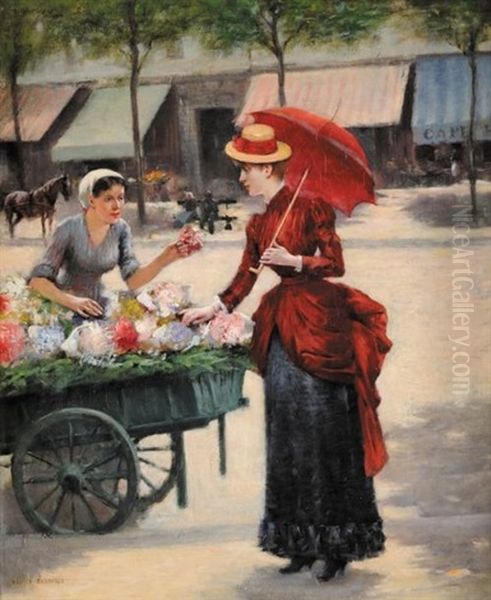 Le Marche Aux Fleurs Oil Painting by Maxime Dastugue