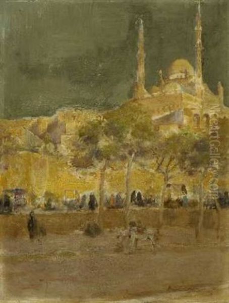 Kario - Blick Auf Die Mohammed-ali-moschee Oil Painting by Maxime Dastugue