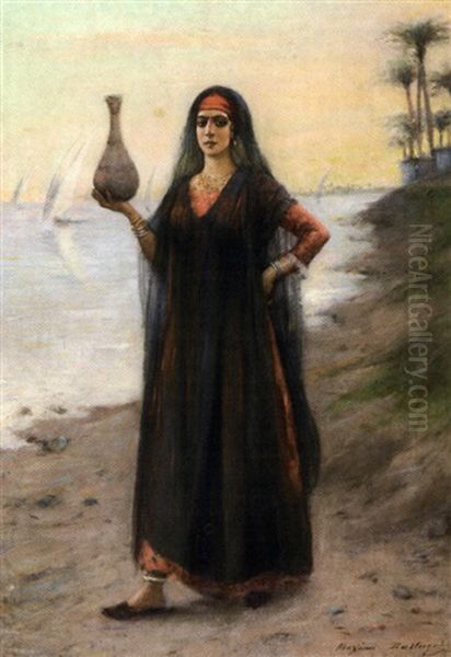 Porteuse D'eau Au Bord Du Nil, Egypte Oil Painting by Maxime Dastugue