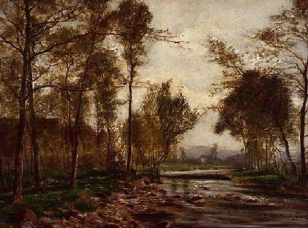 Herbstlandschaft An Der Erft Oil Painting by Carl Friedrich Daubenspeck