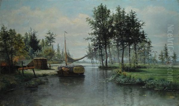 Barcone Sul Fiume by Charles Francois Daubigny