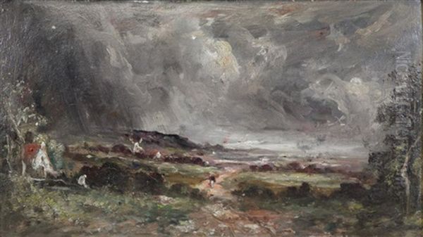 Stormy Landscape Oil Painting by Charles Francois Daubigny