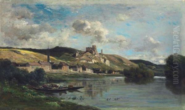 Vue De Chateau Gaillard Oil Painting by Charles Francois Daubigny