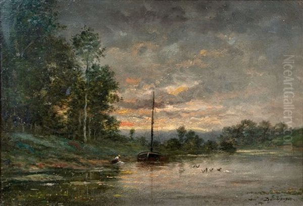 Abend Am Flus Oil Painting by Charles Francois Daubigny