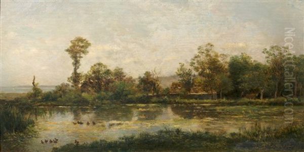 La Mare Aux Canards, Villerville Oil Painting by Charles Francois Daubigny