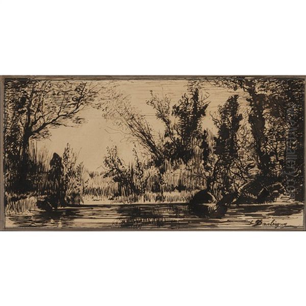 Rives Des Bords De L'oise Oil Painting by Charles Francois Daubigny