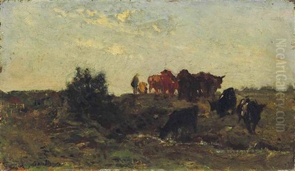 Le Troupeau Oil Painting by Charles Francois Daubigny