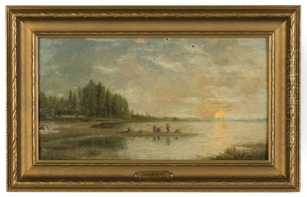 Marsh Scene Oil Painting by Charles Francois Daubigny