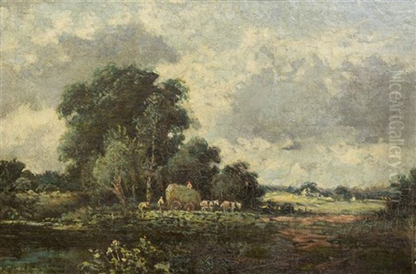 Barbizon Landscape Oil Painting by Charles Francois Daubigny