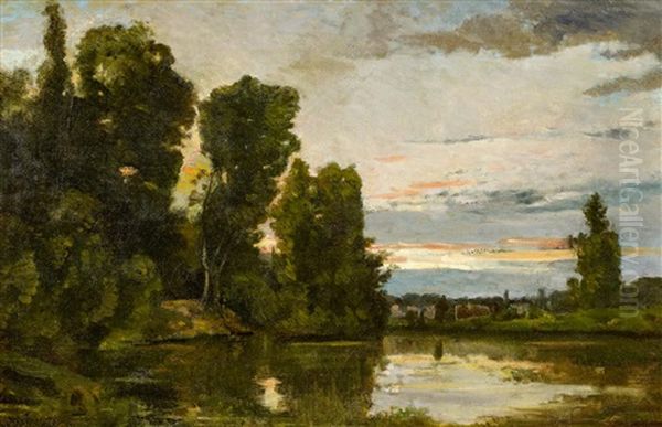 Bord De Riviere, Le Soir Oil Painting by Charles Francois Daubigny