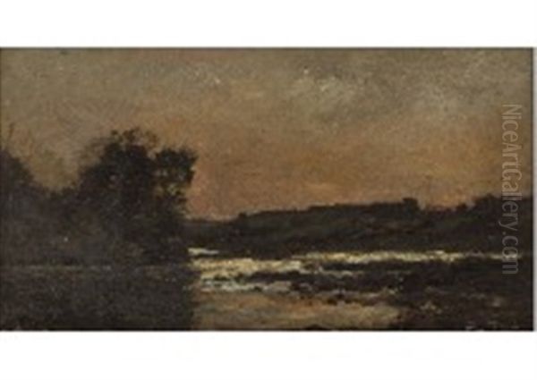 Coucher Du Soleil Oil Painting by Charles Francois Daubigny