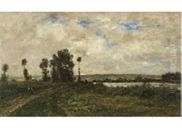 L'eure, Pont-de-l'arche Oil Painting by Charles Francois Daubigny