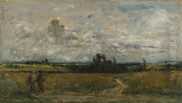 Vieille Route, A Auvers Oil Painting by Charles Francois Daubigny